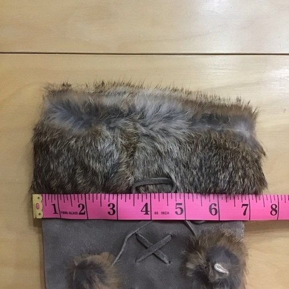 SAUTE mouton LOULOU long boots tan beige suede boots wedge platform rabbit fur - Picture 16 of 16